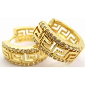 Náušnice Klenoty Budín Dámské kruhové zlaté náušnice se zirkony - řecký vzor 585/2,87gr HK2243 (Klenoty Budín Dámské kruhové zlaté náušnice se zirkony - řecký vzor 585/2,87gr HK2243)