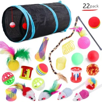Hračka pro kočku Velká sada hraček pro kočičky (s prolézacím tunelem) Varianta: C - 22 ks