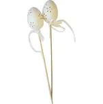 Dekorace - Vejce plast. zápich 6cm bílá krajka