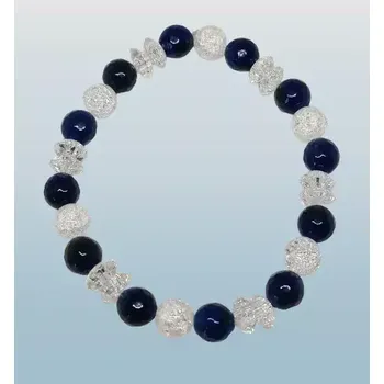 Náramek Luxusní náramek z modrého jadeitu a pukaného křišťálu