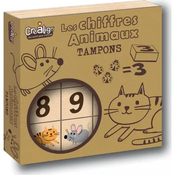 Dřevěná hračka Dřevěná razítka Zvířata a čísla 15 ks