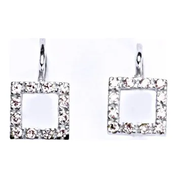 Náušnice Stříbrné náušnice čtverec pink zirkon - NK1403 (Stříbrné čtverce se zirkony)