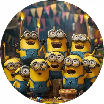 Jedlá dekorace na dort Jedlý papír Mimoni na oslavě 19,5 cm