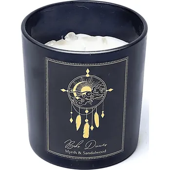 Svíčka Milujeme Kameny Manifestační svíčka - Boho Dreams - myrha a santalové dřevo s křišťálem 399920