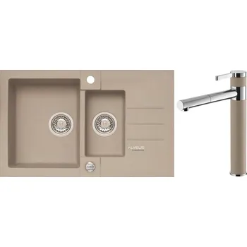 Alveus Set Rock 70 Granitový dřez s vaničkou a odkapem 780x480 mm + baterie Zina 02, pebble, SETA463
