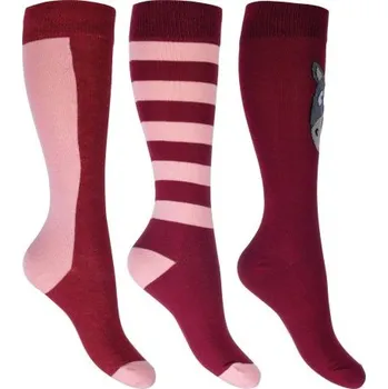 Jezdecké oblečení Dětské jezdecké podkolenky -Grenada- set 3 ks rose/wine red HKM Velikost: 26-30