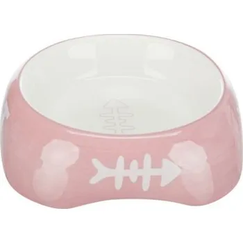 miska pro kočku TRIXIE Keramická miska 200ml/13cm - CAT + rybí kostra Barva: Pink