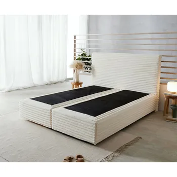 Postel DELIFE Čalouněná postel Dream-Well plyšový manšestr béžová 160x200 cm