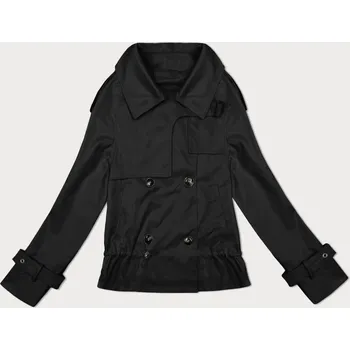 Dámská bunda Černá bunda s podšívkou a s klopami (1802#-1) odstíny černé XXL (44)