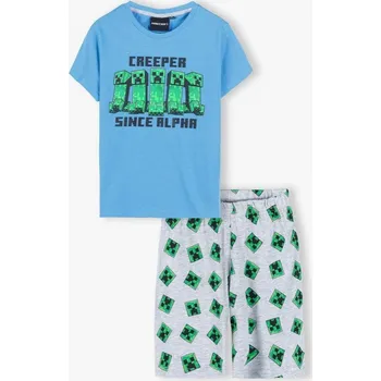 Chlapecké pyžamo OFICIÁLNÍ LICENCE Pyžamo MINECRAFT Creeper modrošedé letní krátké, vel. 140