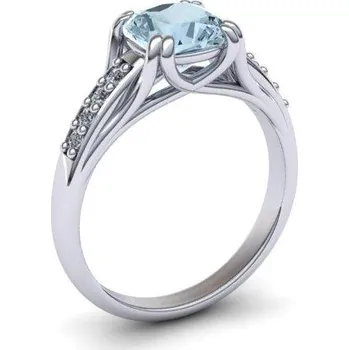 Prsten PD18005 Dámský prsten s Akvamarínem a brilianty Materiál: Červené zlato 14kt, Velikost: 46