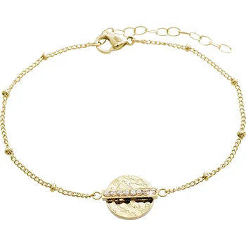 Náramek JSB bijoux s.r.o. Zlatý ocelový náramek pomačkaná placka s jednou řadou krystalů Swarovski Golden Shadow