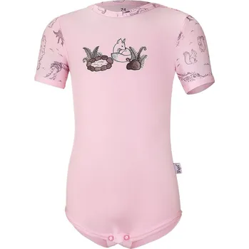 Kojenecký body LITTLE ANGEL body tenké TISK obrázek KR Outlast® sv. růžová louka vel. 80 cm