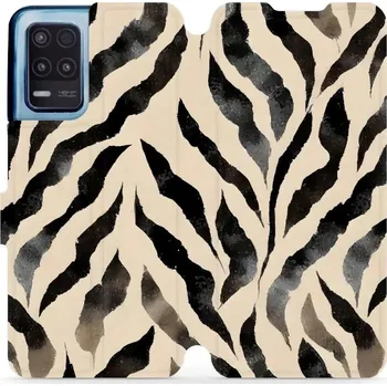 Pouzdro na mobilní telefon Flipové pouzdro Mobiwear - Realme 8 5G - VA53S Zebří (Knížkové flip pouzdro, obal, kryt na mobil Realme 8 5G - VA53S Zebří, materiál Umělá kůže + TPU - ochrana 360°, stojánek, silikonová vanička, magnetické zavírání)