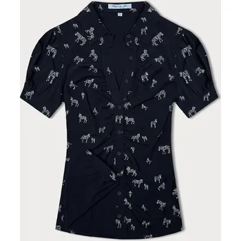 Dámská halenka Modrá dámská halenka s límečkem a vzorem zeber, odstíny modré M (38) i392_22287-47