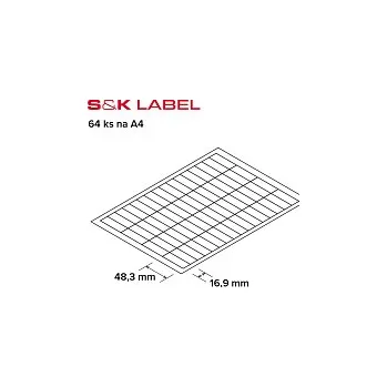 Speciální papír Etikety S&K 64ks A4, 100 ks