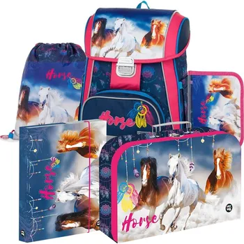 Aktovka pro prvňáčka Oxybag PREMIUM Kůň 5dílný set