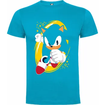 Dětská móda Trička Ježek Sonic Obrys Barva: Tyrkys, Velikost: 86/92 - 1 až 2 roky
