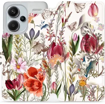 Pouzdro na mobilní telefon Flipové pouzdro Mobiwear - Xiaomi Redmi Note 13 Pro Plus 5G - MP01S Rozkvetlá louka (Knížkové flip pouzdro, obal, kryt na mobil Xiaomi Redmi Note 13 Pro Plus 5G - MP01S Rozkvetlá louka, materiál Umělá kůže + TPU - ochrana 360°, stojánek, silikonová vaničk