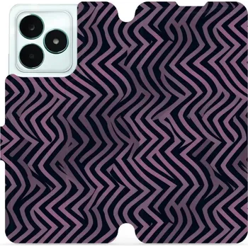 Pouzdro na mobilní telefon Flipové pouzdro Mobiwear - Realme C51 - VA55S Fialové klikyháky (Knížkové flip pouzdro, obal, kryt na mobil Realme C51 - VA55S Fialové klikyháky, materiál Umělá kůže + TPU - ochrana 360°, stojánek, silikonová vanička, magnetické zavírání)