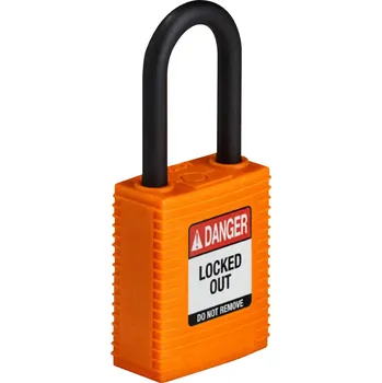 Visací zámek HAPPY END Nylonový zámek s nylonovým okem SafeKey standard,oranžová,1 ks - BY 24B26/1