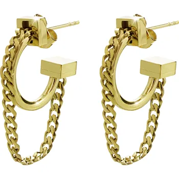 Módní doplněk JSB bijoux s.r.o. Zlaté ocelové náušnice kreole kroužek a řetízek bez krystalů