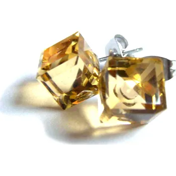 Náušnice Steel Jewelry Náušnice světlé hnědé kostky z chirurgické oceli NS141018 dárkové balení zdarma