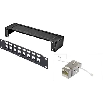 Patch panel Renkforce KSV10 8 portů síťový patch box CAT 6 1 U osazený