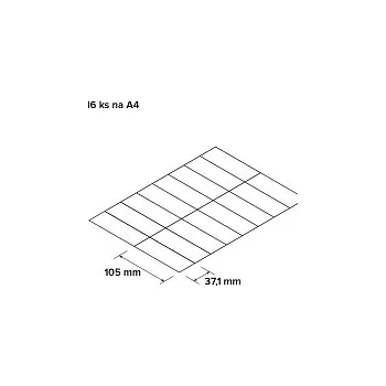 Samolepící etiketa Etikety pololesklé 16ks na A4, 100 ks