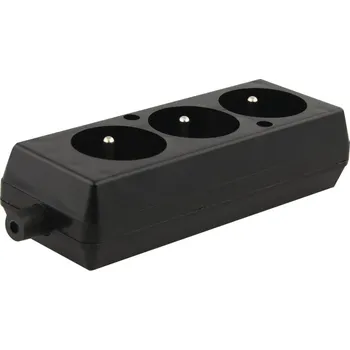 Elektrická zásuvka JONEX Trojzásuvka GN-370 černá s montážními otvory pro přímé uchycení 20500515