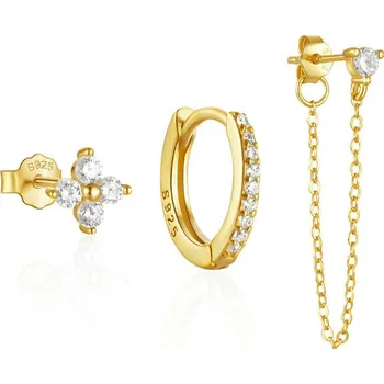 Náušnice ORNAMENTI Set pozlacených náušnic Zirconia