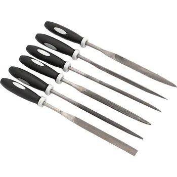 Sada jehlových pilníků 4 x 160 mm s rukojetí, 6-dílná sada, XL-TOOLS