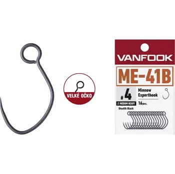 Rybářský háček Bezprotihrotý jednoháček na woblery VANFOOK ME-41B - Velikost 3, 16 ks