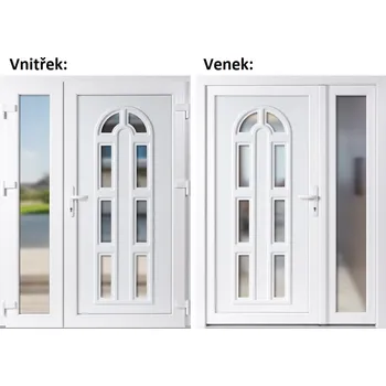 Vchodové dveře Dvoukřídlé vchodové dveře plastové Soft Linda+Sklo Nisip, Bílá/bílá, 150x200 cm, pravé