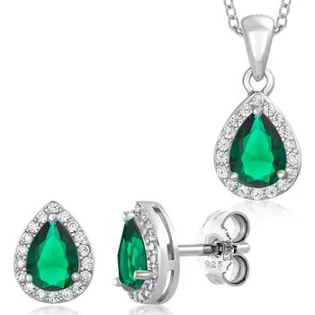 Souprava šperků SOFIA stříbrný set náušnice, přívěsek a řetízek COEZB108352+COPZB108349