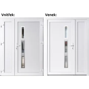 Vchodové dveře Dvoukřídlé vchodové dveře plastové Soft Venus Inox+Panel Plný, Bílá/bílá, 130x200 cm, pravé