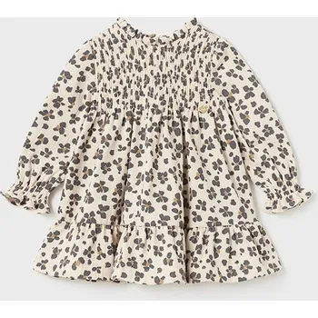 Kojenecké šaty Mayoral Šaty s potiskem 2981 béžové Rozměr: 9 měsíců