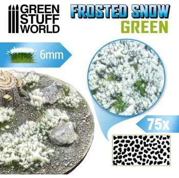 Plastikový model Shrubs Tufts – samolepící trsy zasněžená zelená tráva, 6mm (75 ks)