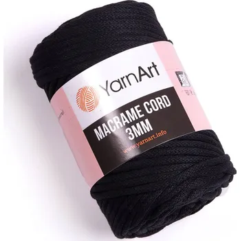 Příze Pletací / háčkovací příze YarnArt MACRAME CORD 3mm 750 černá, jednobarevná 250g/85m