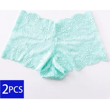 Kalhotky Dámské krajkové kalhotky s nohavičkou 2 ks Barva: zelená (2715-2lanse), Velikost: XXXL