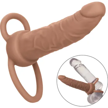 Připínací penis California Exotics Performance Maxx Rechargeable Dual Penetrator Brown