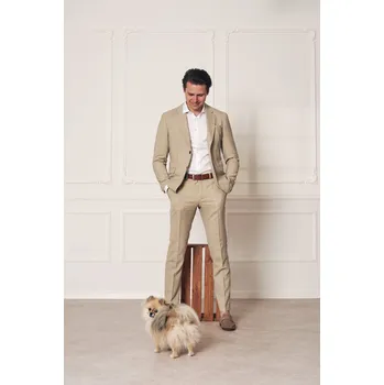 Pánský oblek Pánský oblek Barva: Béžová, Velikost: 58, Střih: REGULAR FIT