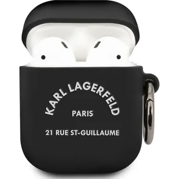 Příslušenství pro sluchátka KLACA2SILRSGBK Karl Lagerfeld Rue St Guillaume Pouzdro pro Airpods 1/2 Black