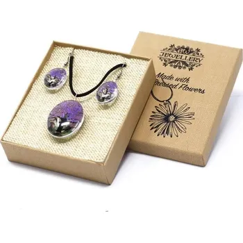 Souprava šperků AWM, Ltd, S3 8AL Set -náhrdelník + náušnice - z pravých květů - Strom života - Fialový v dárkovém balení