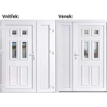 Vchodové dveře Dvoukřídlé vchodové dveře plastové Soft Becca+Panel Plný, Bílá/bílá, 150x200 cm, levé