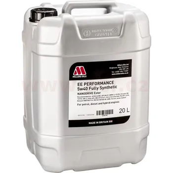 MILLERS OILS motorový olej plně syntetický s nanočásticemi EE Performance 5w40 20l