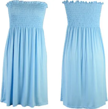 Dámské šaty Dámské letní šaty jednobarevné s odhalenými rameny Barva: modrá, Velikost: L