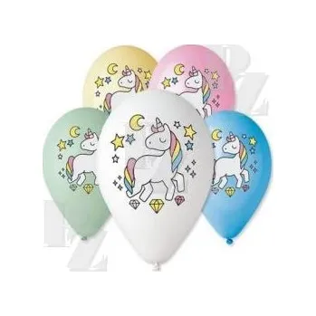 Balónek Nafukovací balonky 30cm Unicorn 5ks mix barev