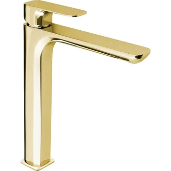 Vodovodní baterie Sapho SPY stojánková umyvadlová baterie vysoká bez výpusti, prodloužená hubice, zlato (PY07/17)
