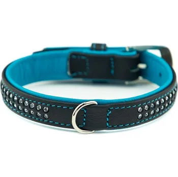 Obojek pro psa Nobby Pacific Deluxe obojek se Swarovski krystaly S 37cm tyrkysová